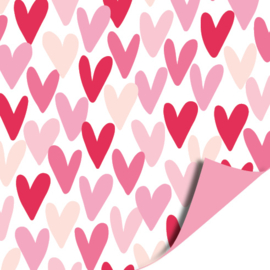 Cadeaupapier | hartjesregen roze