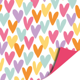 Cadeaupapier | hartjesregen multi