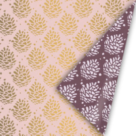 50cm Cadeaupapier Pinecone Pattern | Rose Goud