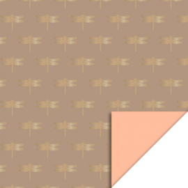 Cadeaupapier Dragonfly Peach Gold