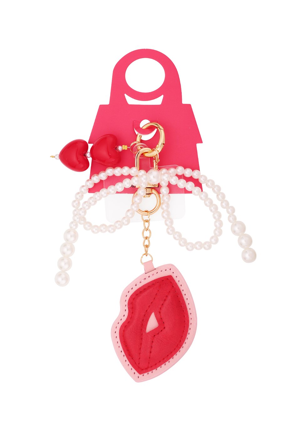 Pendant kisses with pearls - Rood