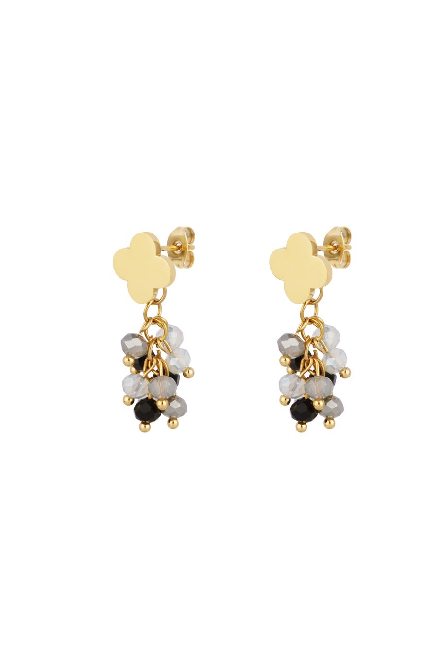 Oorbellen festive clover - Grijs