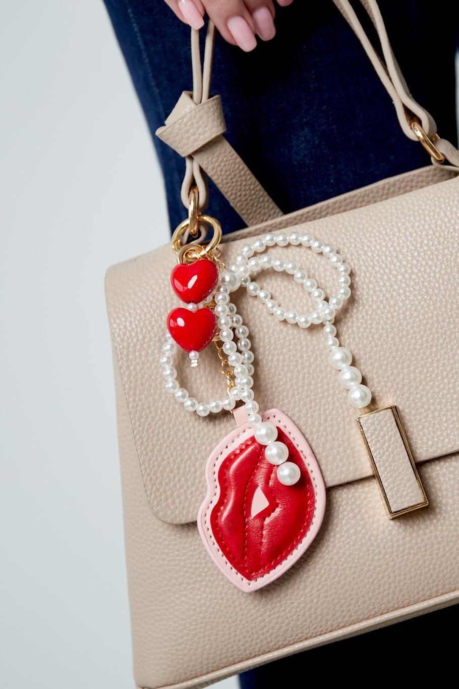 Pendant kisses with pearls - Rood
