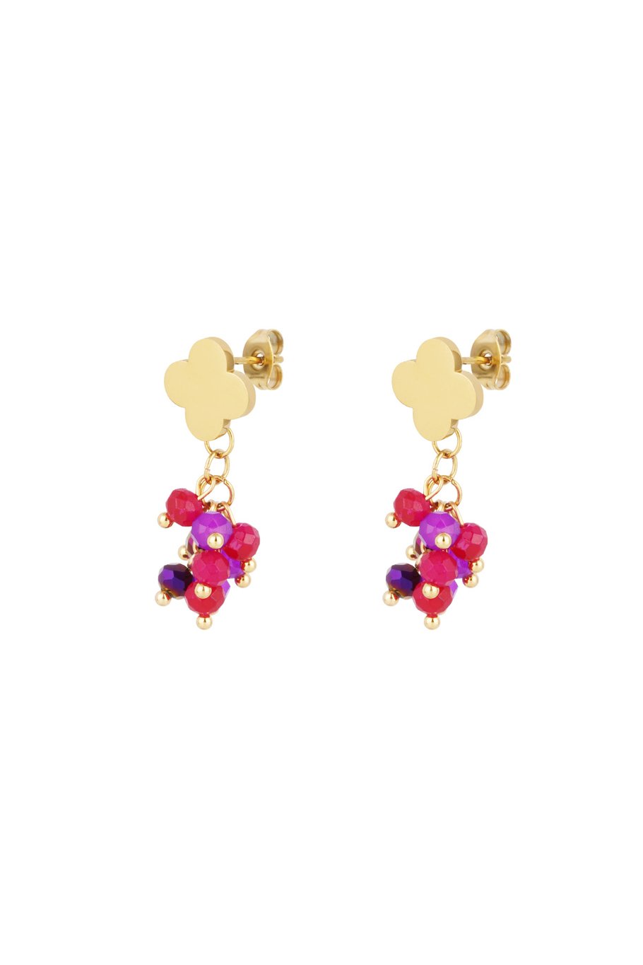 Oorbellen Festive clover fuchsia