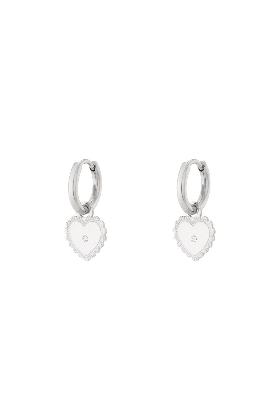 Mini Dot Hart Oorbellen – Zilverkleur