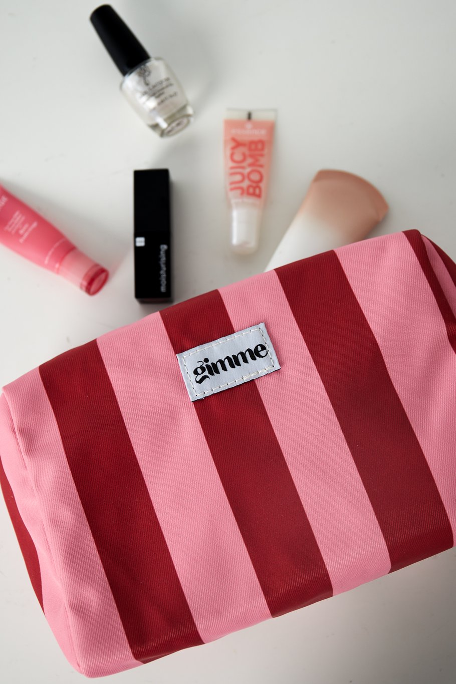 Make-up tas grote streep - Roze rood