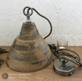 Stoere houten, sfeervolle hanglamp