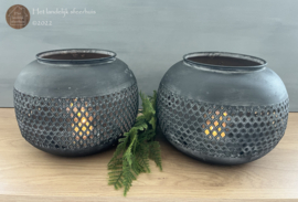 Windlicht metalen bol