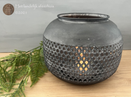 Windlicht metalen bol