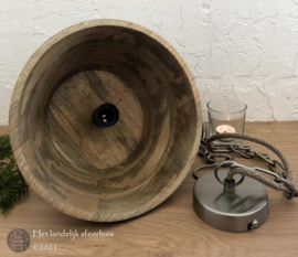 Stoere houten, sfeervolle hanglamp