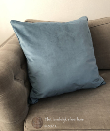 Kussen velvet deep sky blue