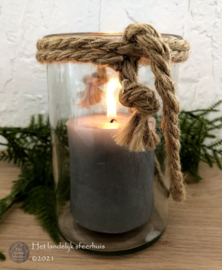 Windlicht glas met touw (type 1)