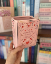 Boekvormige roze vaas