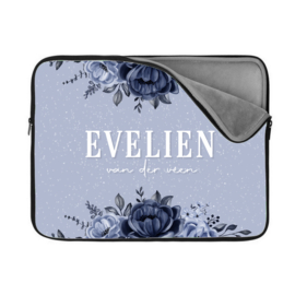 Book/E-Reader Sleeve - Gepersonaliseerd Blauwe bloemen