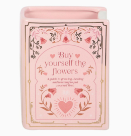 Boekvormige roze vaas
