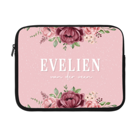Book/E-Reader Sleeve - Gepersonaliseerd Roze bloemen