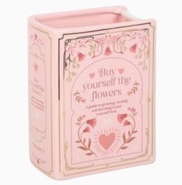 Boekvormige roze vaas