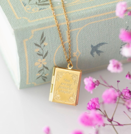 Boekvormige medaillonketting in geschenkdoos