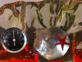 Jaren 60 presse-papier met thermometer