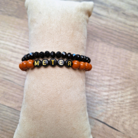 Set armbanden meter zwart en bruin