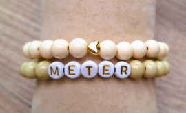 Set armbanden meter pistache - creme
