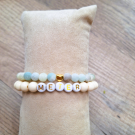 Set armbanden meter creme - natuursteen
