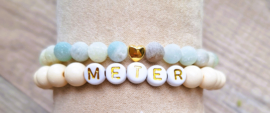 Set armbanden meter creme - natuursteen