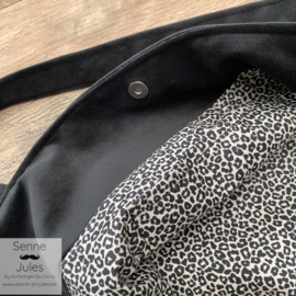 Mommy bag velvet black leopard