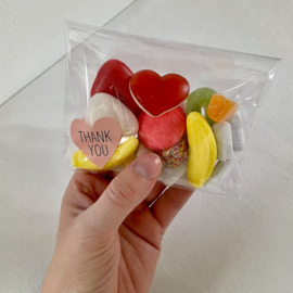 Kleurrijke mini snoepzakjes - Thank you | Traktatie