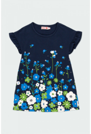 Boboli - Blauw stretch jurkje met bloemen