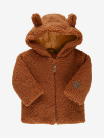 Minymo - Amandelbruine teddy jas met capuchon