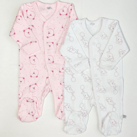 Pippi Babywear - Setje van 2 slaaprompers met voetjes - olifantjes & beertjes