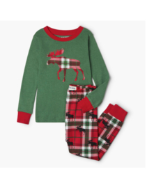 Little Blue House - Pyjama set - Holiday Moose On Plaid Kids