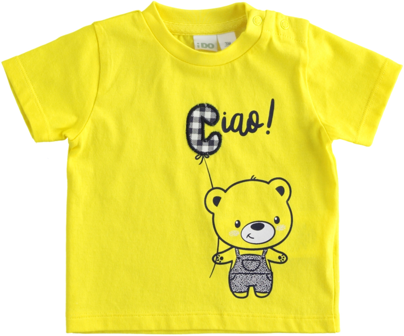 ido - Geel t-shirt 'Ciao' voor baby jongens