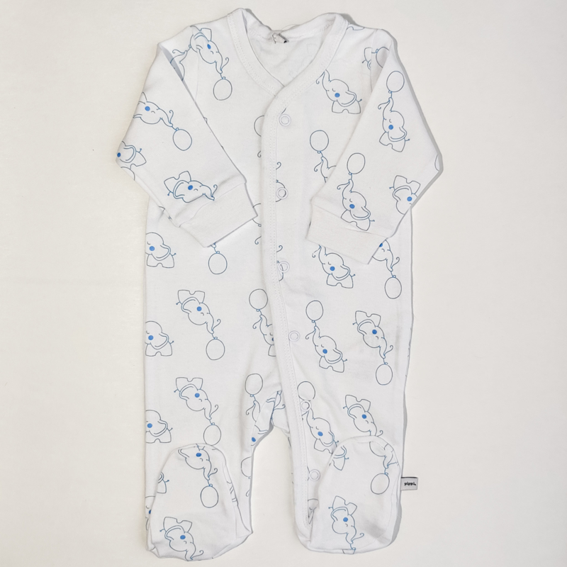 Pippi Babywear - Slaapromper met voetjes - blauwe olifantjes