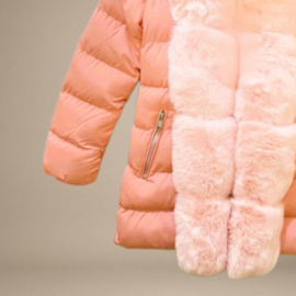 Winterjas met Warme Padding met Luxe Imitatiebont Roze