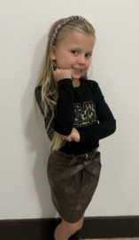 Leren Imitatie Rok Met Ceintuur | Bruin