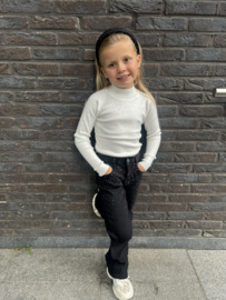 Flared Denim Broek met Glittersteentjes | Zwart
