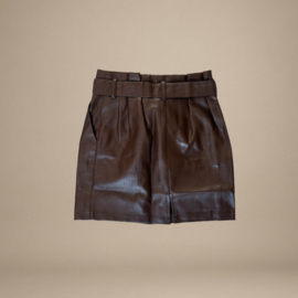 Leren Imitatie Rok Met Ceintuur | Bruin
