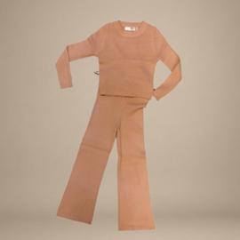 Gebreide Set longsleeve en broek | Roze