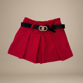 Plissé Skort met Glittersteentjes & Sierlijk Riempje | Rood