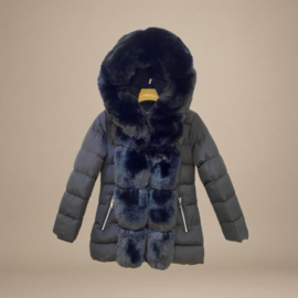 Winterjas met Warme Padding met Luxe Imitatiebont Zwart