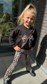 Panter Flared Broek & Sweater met Strik | Zwart