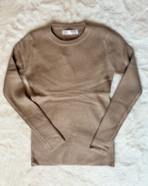Longsleeve met Glimmende Steentjes | Camel
