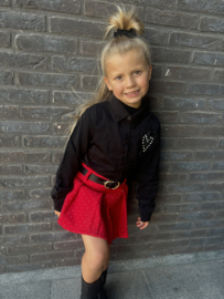 Blouse met Strasstenen Hart | Zwart