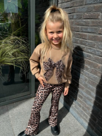 Panter Flared Broek & Sweater met Strik | Camel