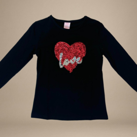 Longsleeve Glitter Love Hart