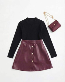 Little Lady Dress - Bordeaux Rood/Zwart