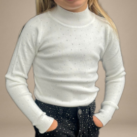 Longsleeve met Glimmende Steentjes | Wit