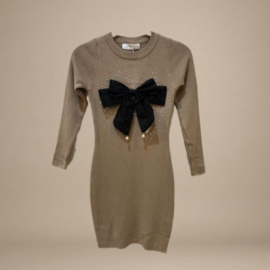 Jurk met sierlijke strik & glittersteentjes